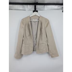 Talbots Petites 10 Tan Open Front Blazer Super Soft Career Office Professional
